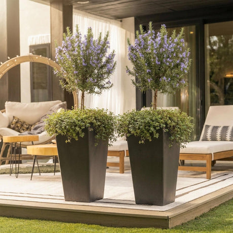 Avondale Black Smooth Recycled Rubber Plant Pot
