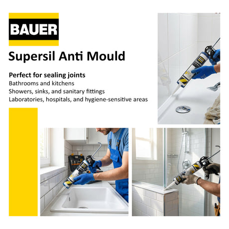 Bauer Supersil Anti-Mould Silicone Sealant 280ml