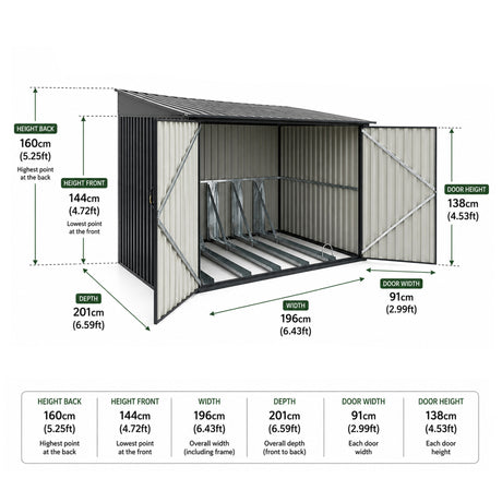 Metal Bike Shed for Up to 4 Bikes