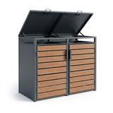 Outdoor Metal Garbage Bin Shed with Wood Effect Doors