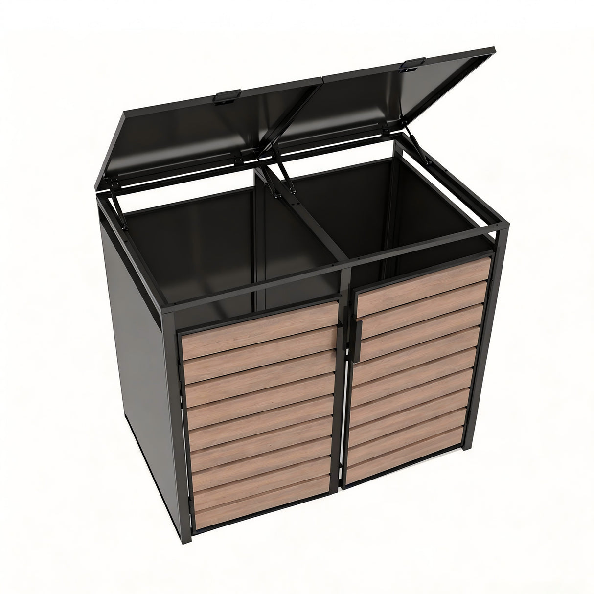 Outdoor Metal Garbage Bin Shed with Wood Effect Doors