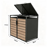Outdoor Metal Garbage Bin Shed with Wood Effect Doors