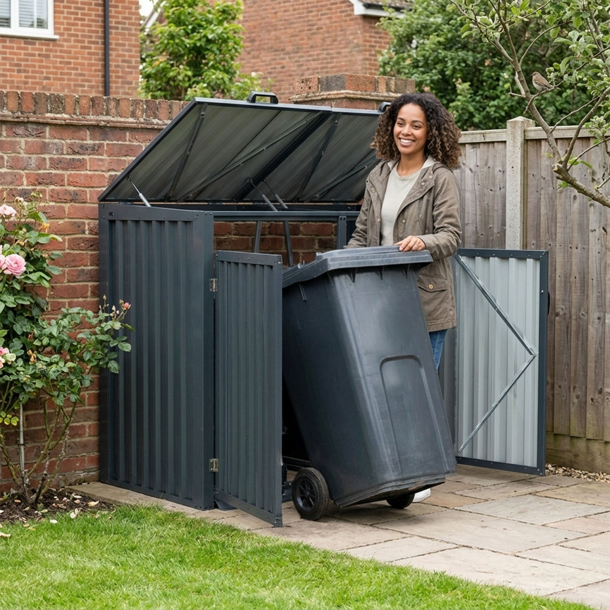 Outdoor Metal Garbage Bin Shed