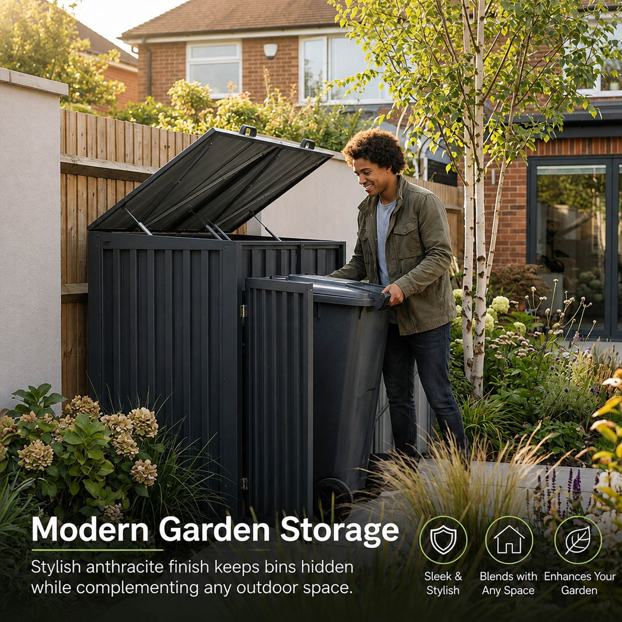 Outdoor Metal Garbage Bin Shed