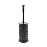 Elegant Floral Toilet Brush with Holder - Black