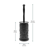 Elegant Floral Toilet Brush with Holder - Black