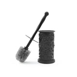 Elegant Floral Toilet Brush with Holder - Black