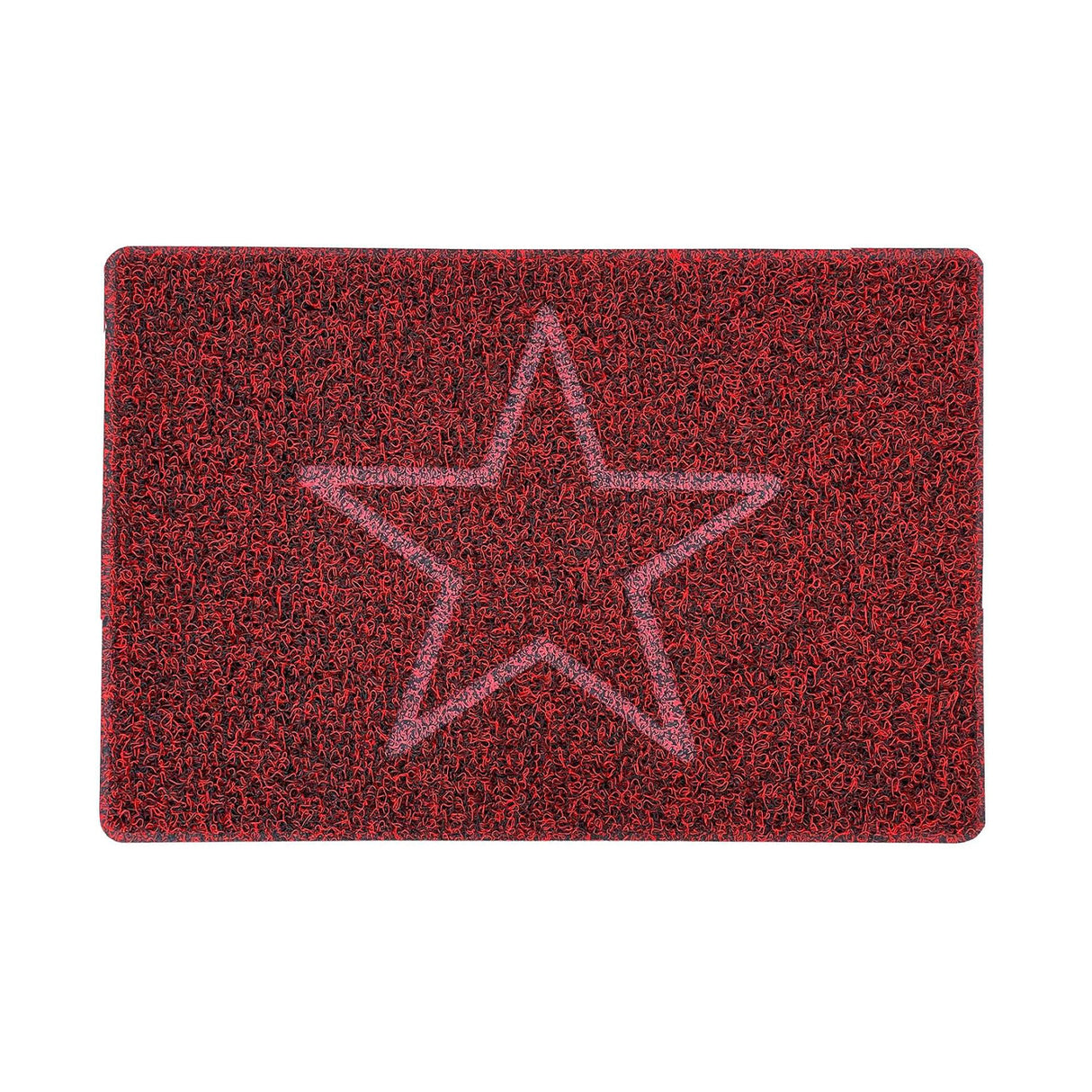 Embossed Star Spaghetti Door Mat - Red & Black