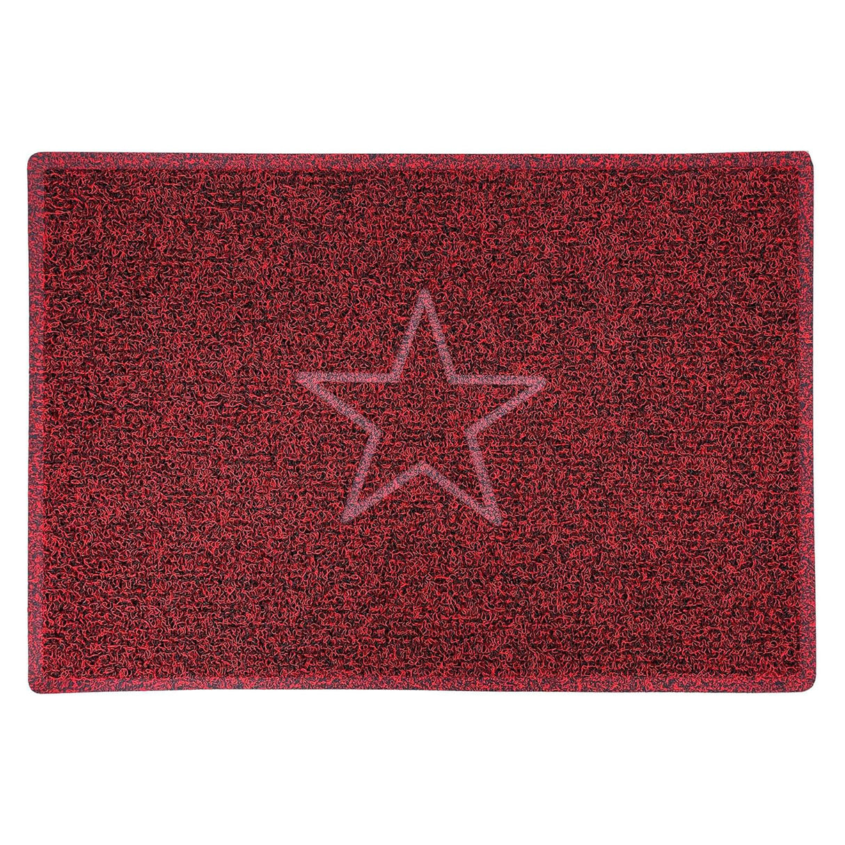 Embossed Star Spaghetti Door Mat - Red & Black