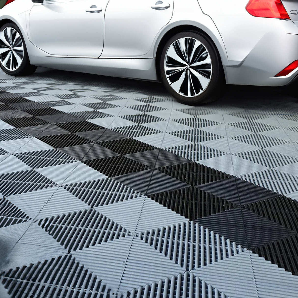 Nicoman Modular Interlocking Ribbed & Solid Floor Tiles