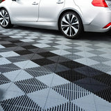 Modular Interlocking Ribbed Vented Garage Floor Tiles - Grey