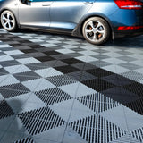 Modular Interlocking Ribbed Vented Garage Floor Tiles - Grey