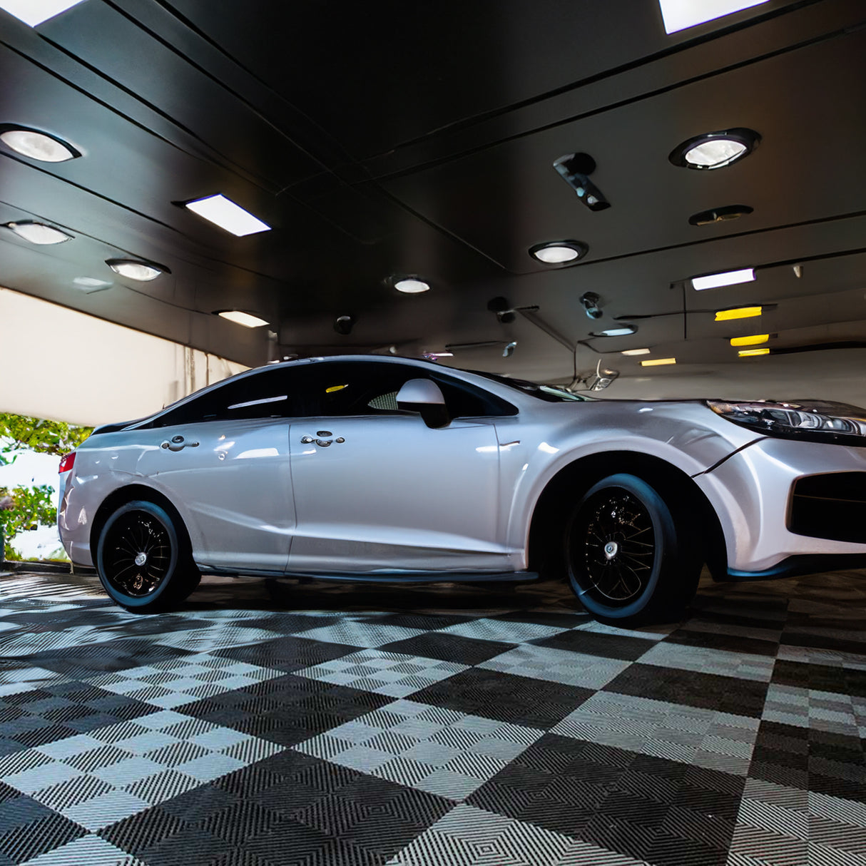 Modular Interlocking Ribbed Vented Garage Floor Tiles - Grey