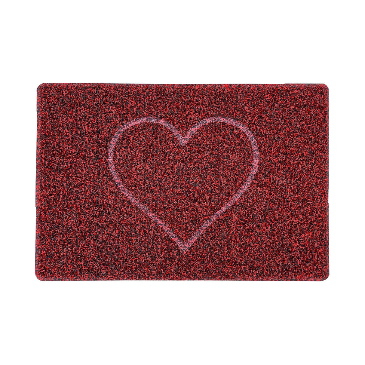 Embossed Heart Spaghetti Door Mat - Red & Black