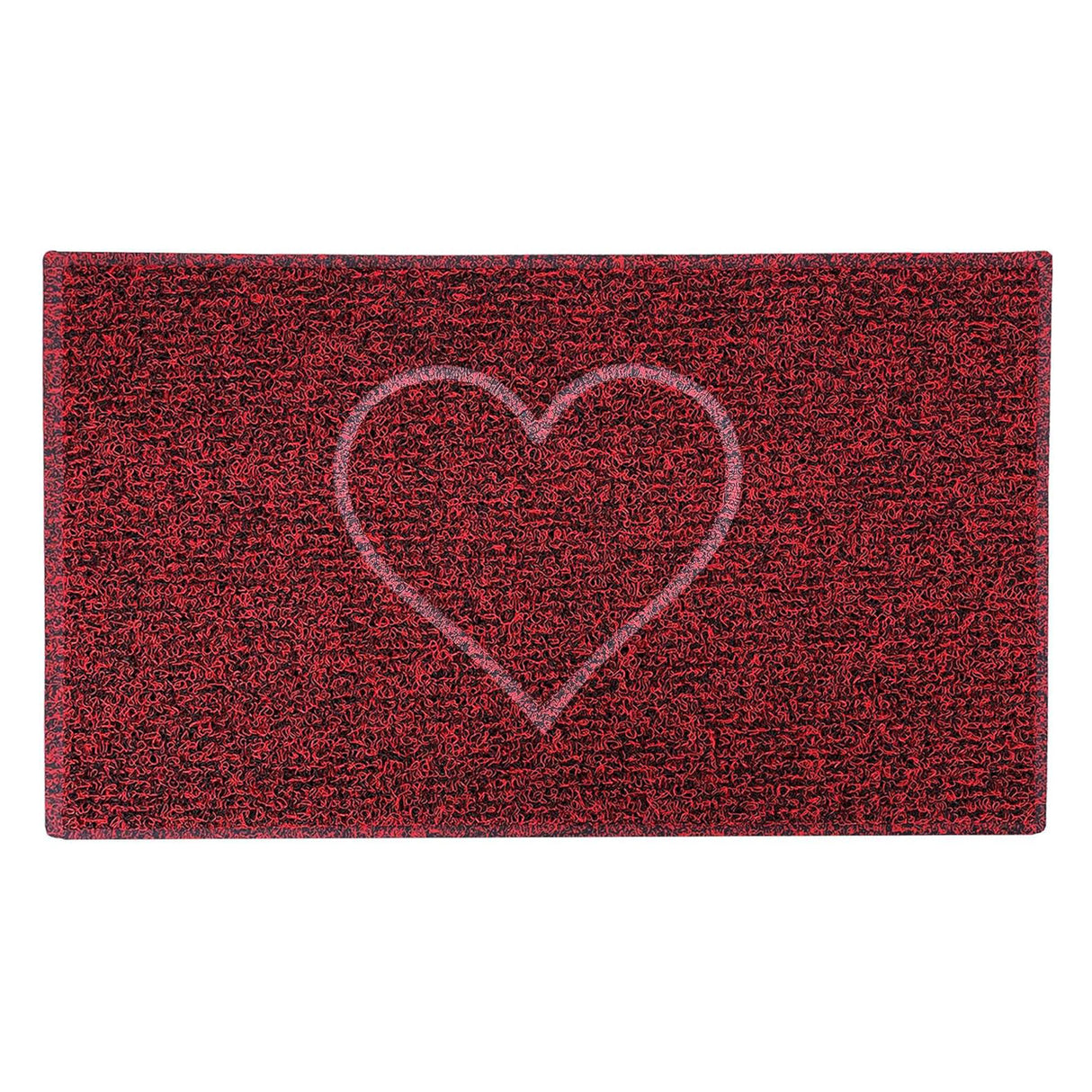 Embossed Heart Spaghetti Door Mat - Red & Black