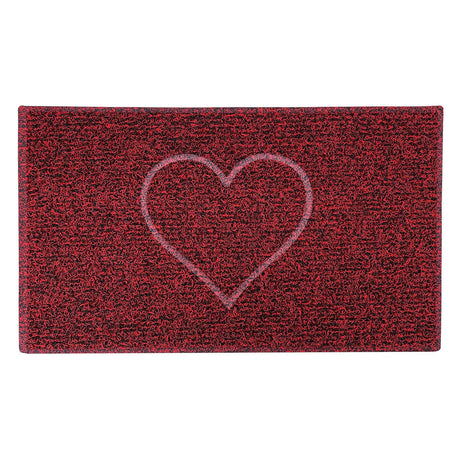 Embossed Heart Spaghetti Door Mat - Red & Black