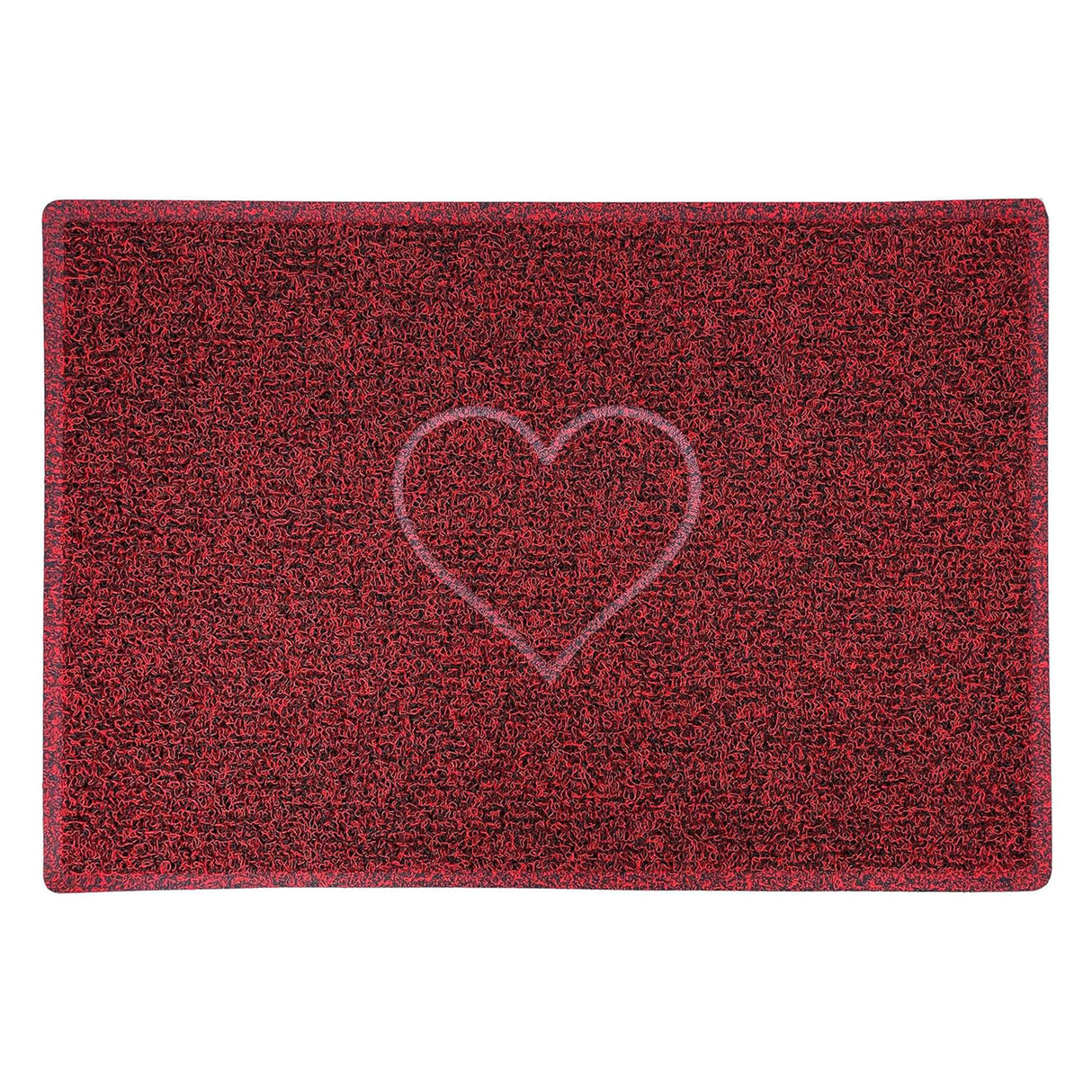 Embossed Heart Spaghetti Door Mat - Red & Black