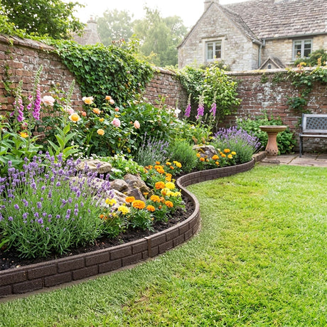 Recycled Rubber Lawn Edging Ultra Curve Bricks - Earth