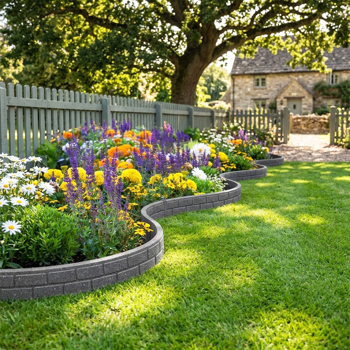 Recycled Rubber Lawn Edging Ultra Curve Bricks - Grey