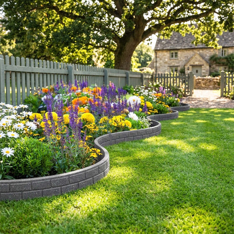 Recycled Rubber Lawn Edging Ultra Curve Bricks - Grey