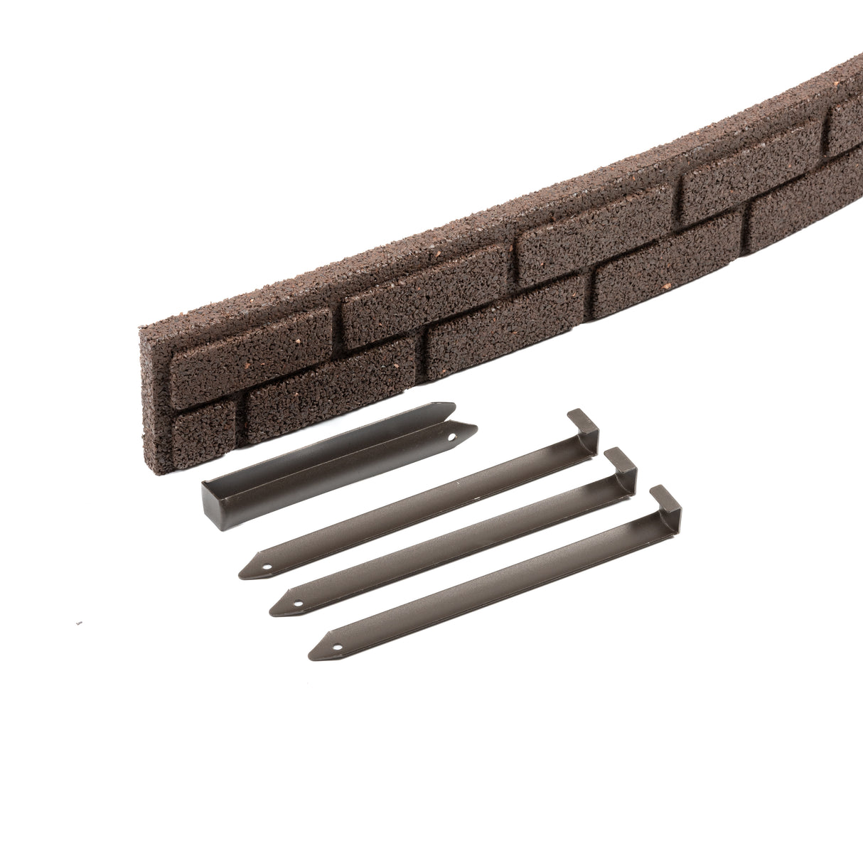 Recycled Rubber Lawn Edging Ultra Curve Bricks - Earth