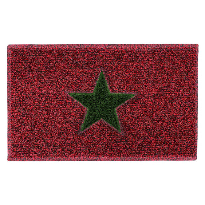 Christmas Star PVC Spaghetti Doormat - Red, Black & Green Design