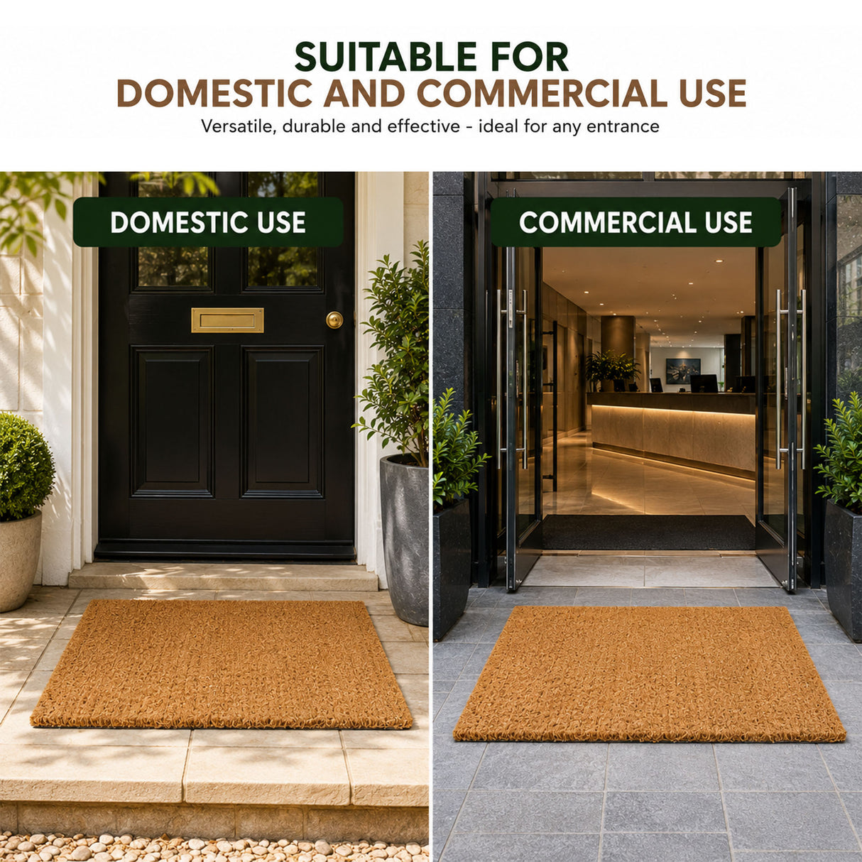 Natural Coconut Coir Entrance Matting - 1m and 2m Wide Rolls