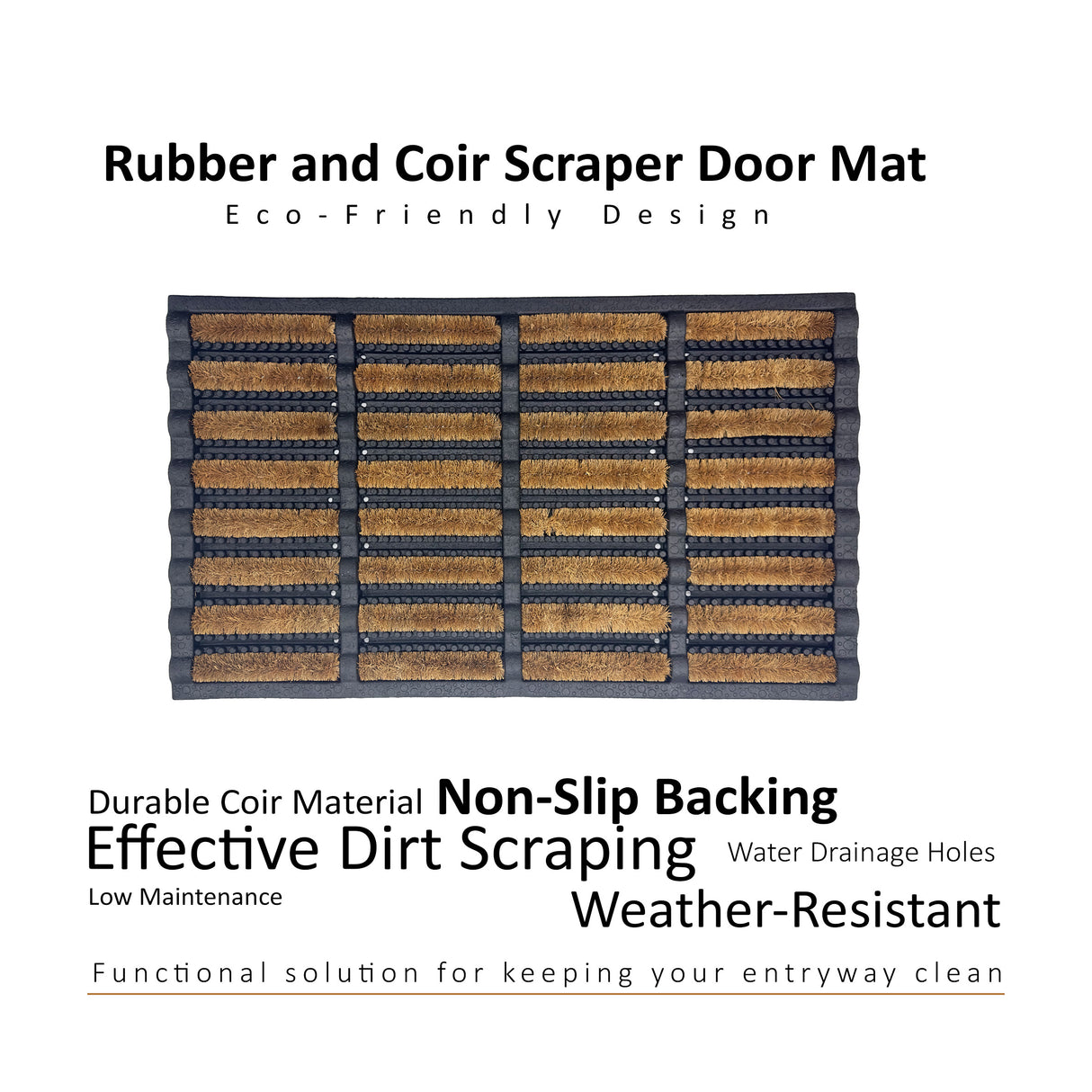 Rubber and Coir Scraper Door Mat 75cm X 45cm