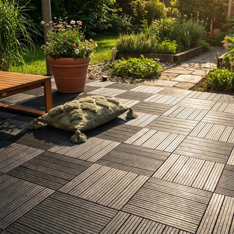 Cosmo Garden Patio Cosmopolitan Decking Tiles - Dark Grey - Pack of 10