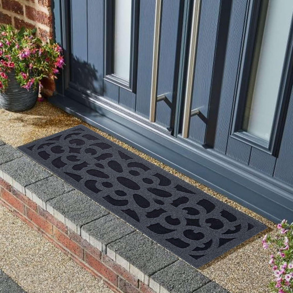 Victorian Style Eco-Friendly Rubber Step Mat - Grey