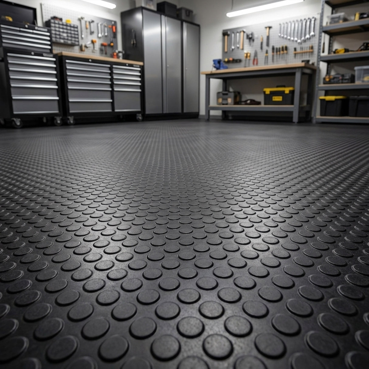 Nicoman Non-Slip Recycled Rubber Flooring Rolls - Coin Pattern