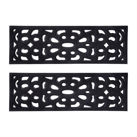 Victorian Style Eco-Friendly Rubber Step Mat - Black - Indoor/Outdoor