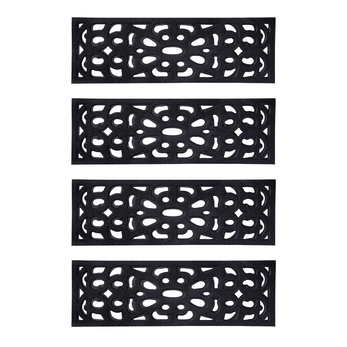 Victorian Style Eco-Friendly Rubber Step Mat - Black - Indoor/Outdoor