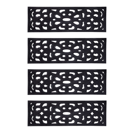Victorian Style Eco-Friendly Rubber Step Mat - Black - Indoor/Outdoor