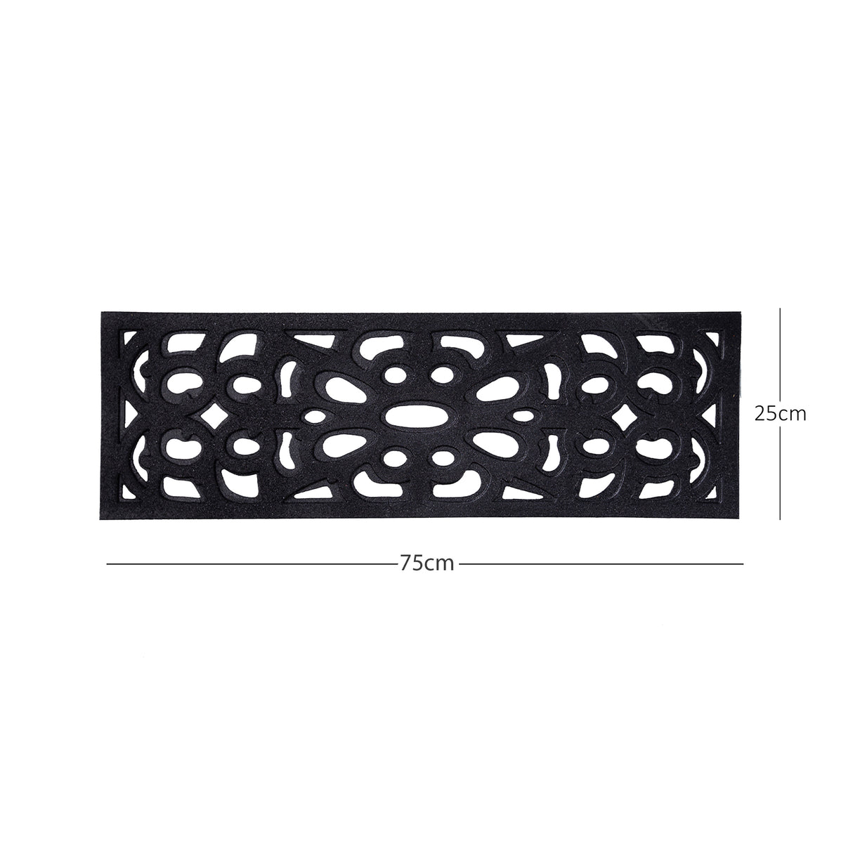 Victorian Style Eco-Friendly Rubber Step Mat - Black - Indoor/Outdoor