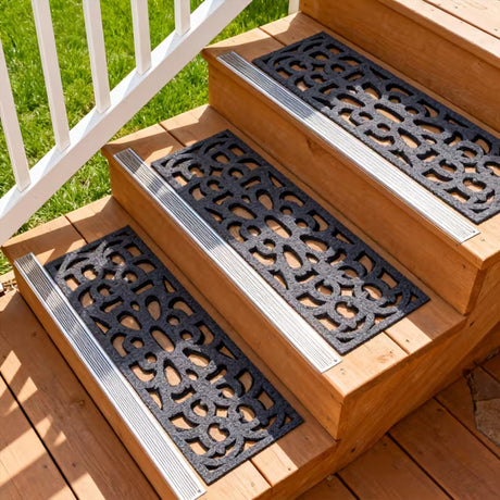 Victorian Style Eco-Friendly Rubber Step Mat - Grey - Indoor Outdoor