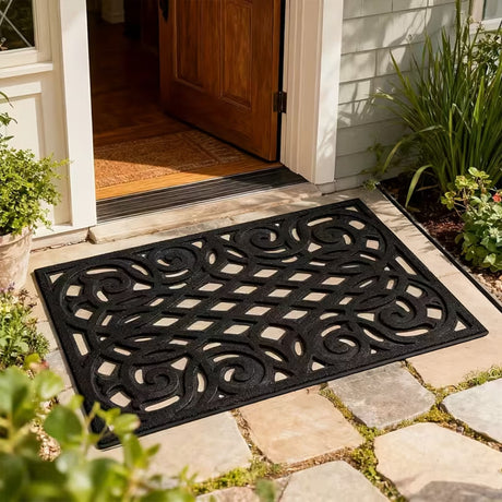 Victorian Style Eco Outdoor Door Mat - Black