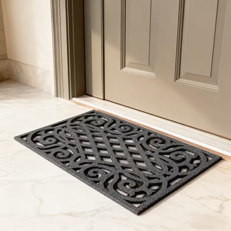 Victorian Style Eco Indoor/Outdoor Door Mat - Dark Grey