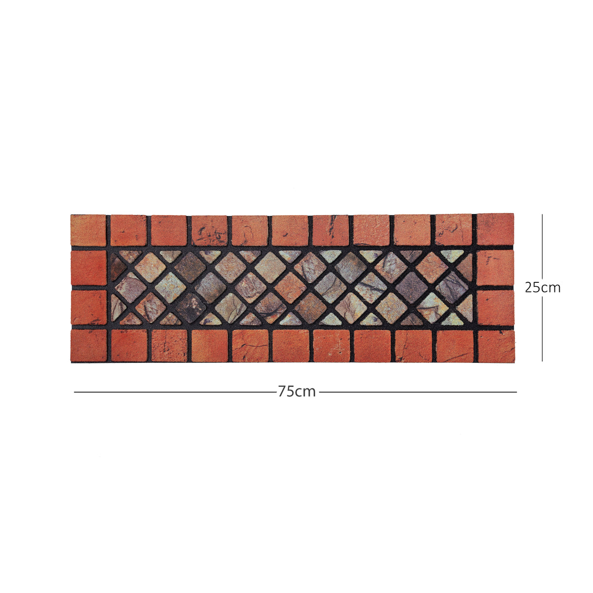 Nicoman Elegant Tile Effect Doormat - Red Edge