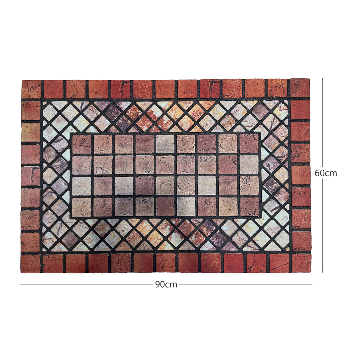 Nicoman Elegant Tile Effect Doormat - Red Edge