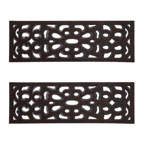 Victorian Style Eco-Friendly Rubber Step Mat - Brown - Indoor/Outdoor
