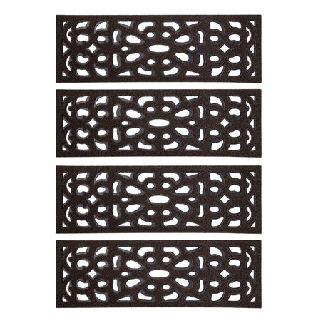 Victorian Style Eco-Friendly Rubber Step Mat - Brown - Indoor/Outdoor