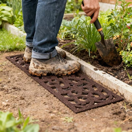 Victorian Style Eco-Friendly Rubber Step Mat - Brown - Indoor/Outdoor