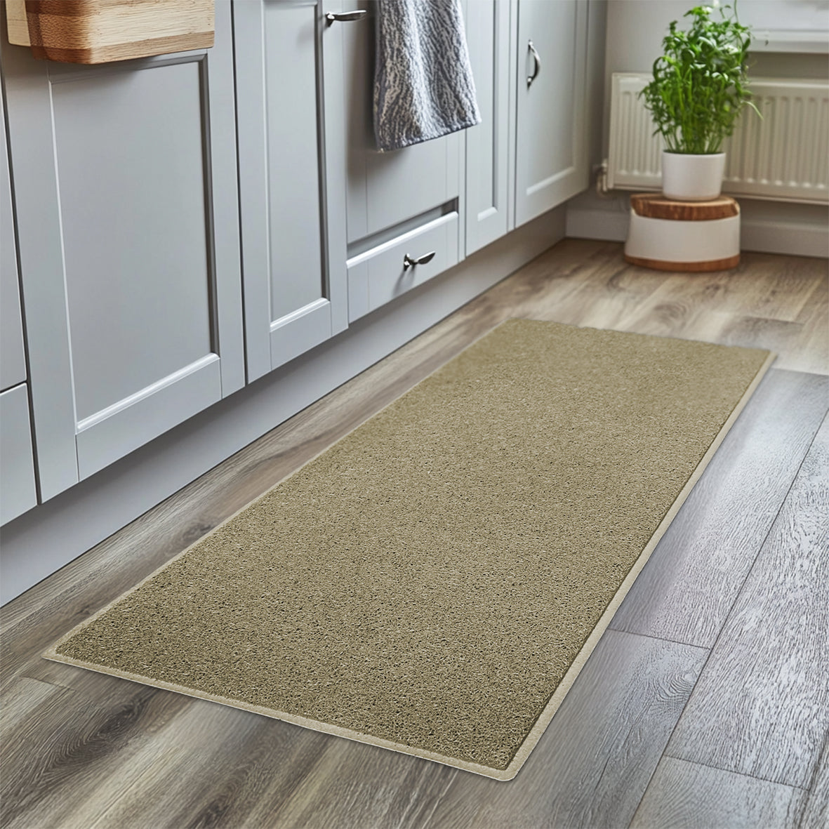 Spaghetti Kitchen Hallway Washable Runner 150cm x 60cm - Beige