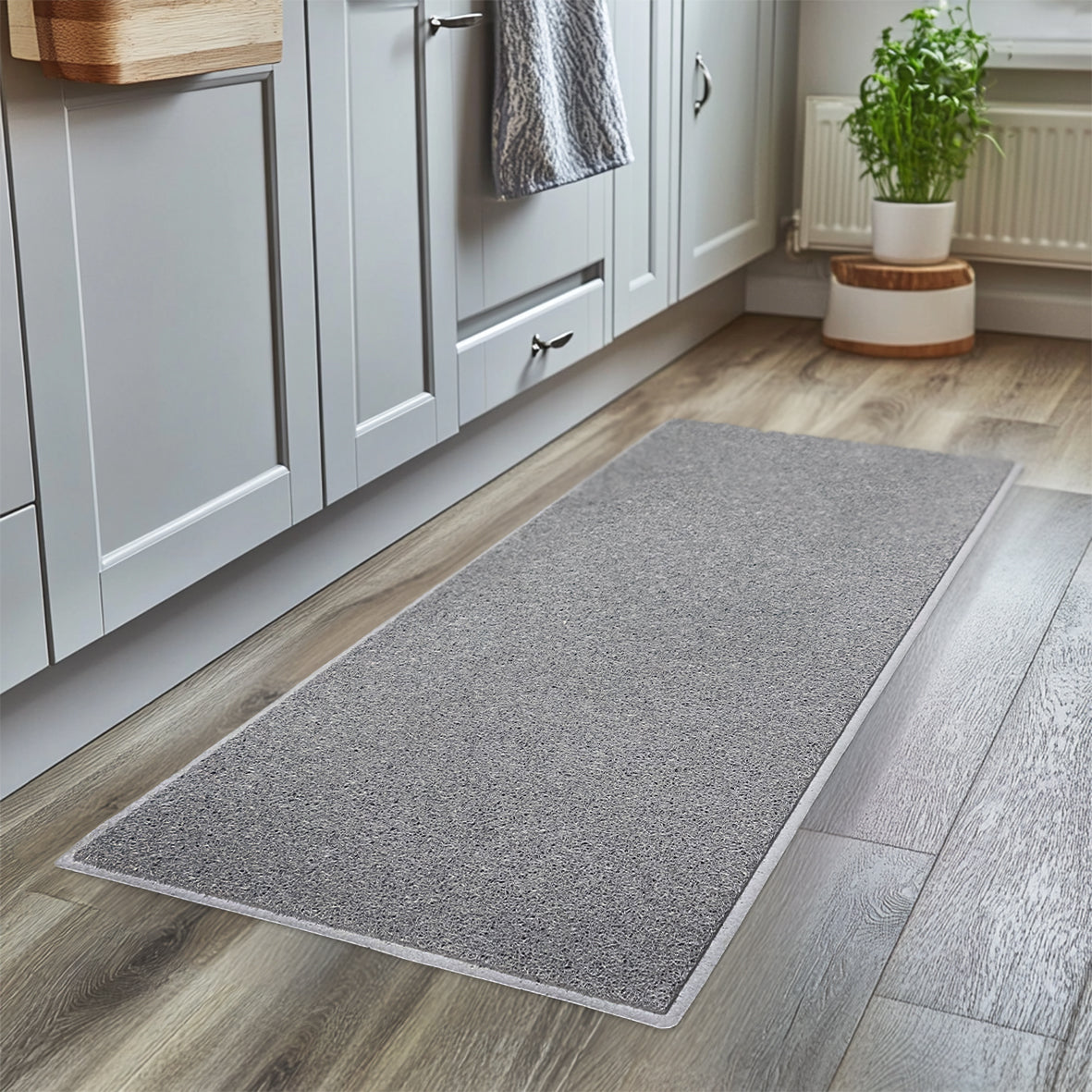 Spaghetti Kitchen Hallway Washable Runner 150cm x 60cm - Grey