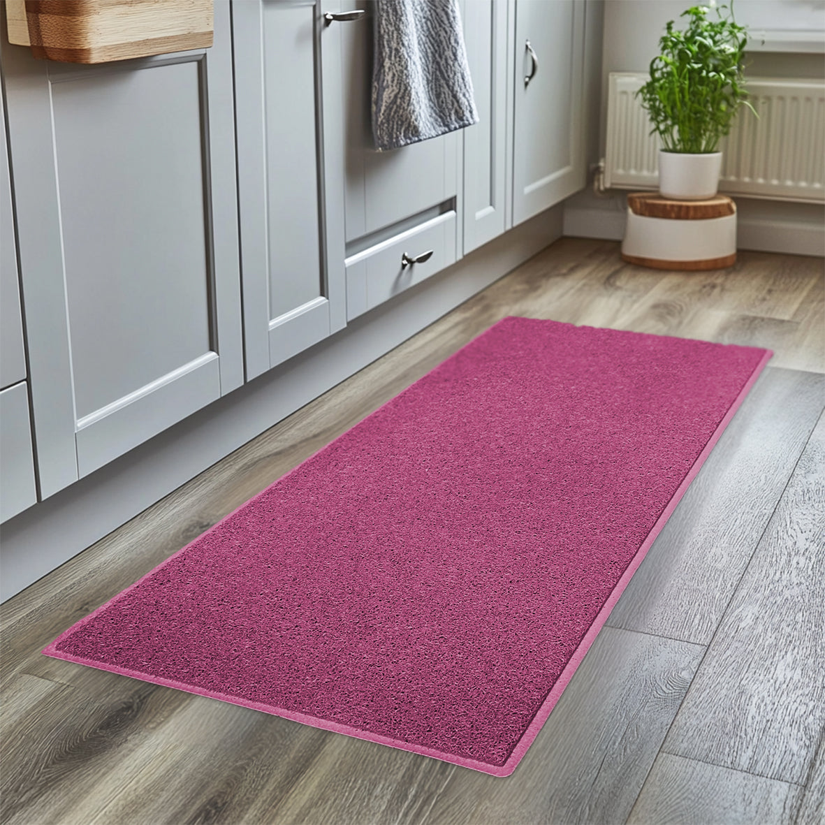 Spaghetti Kitchen Hallway Washable Runner 150cm x 60cm - Pink