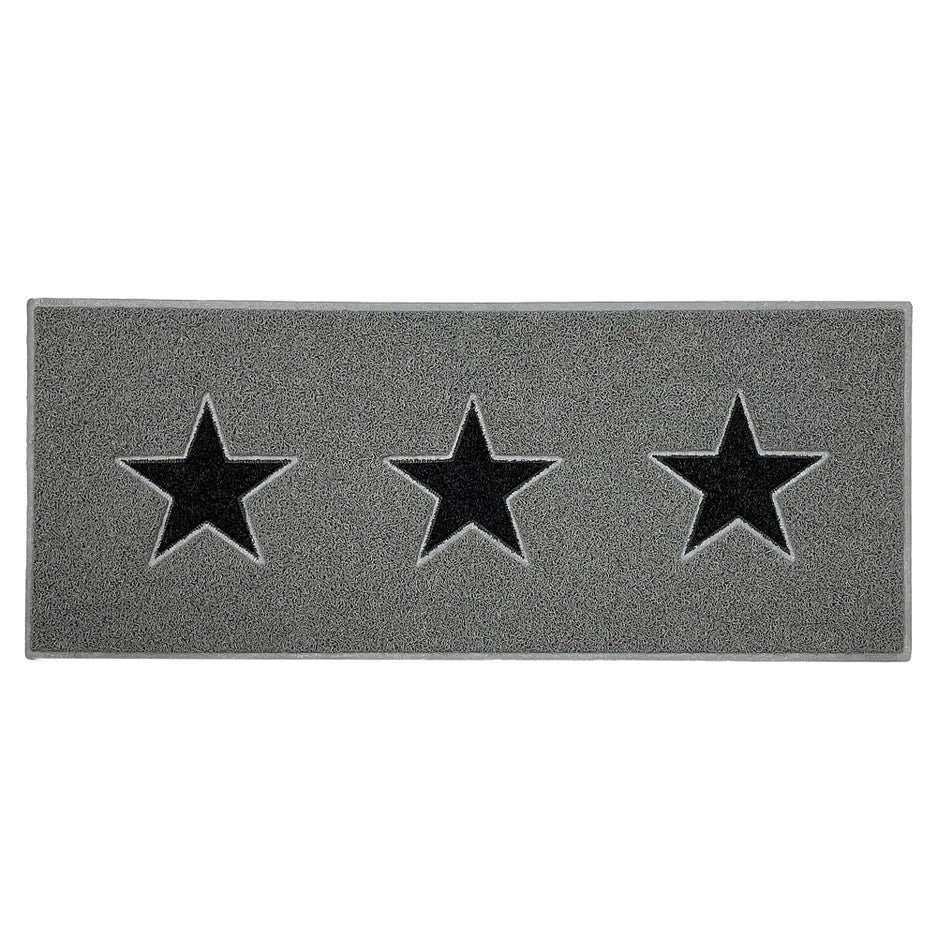 Triple Stars Door Mat Runner - Black and Grey