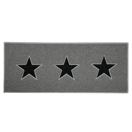 Triple Stars Door Mat Runner - Black and Grey