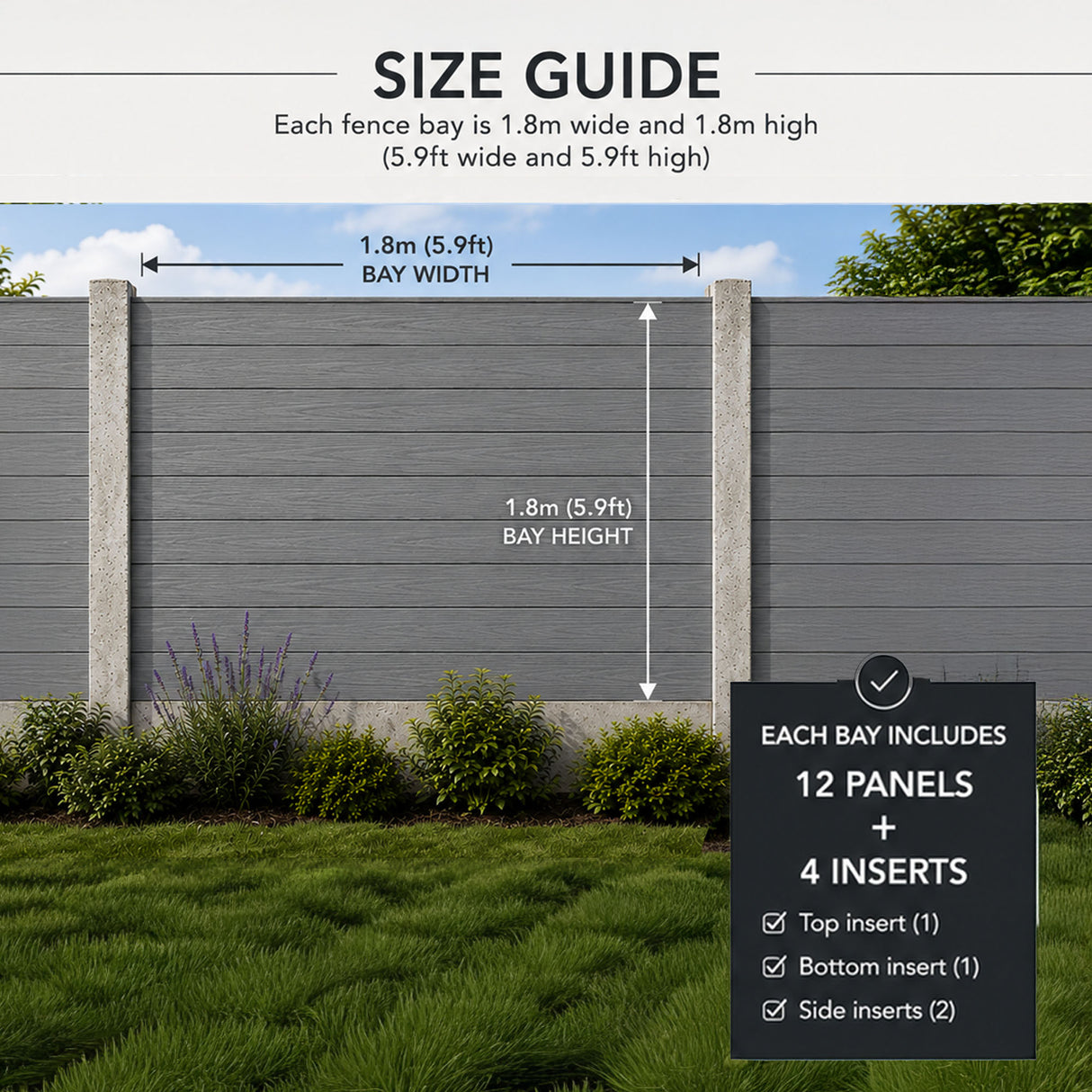 Composite Fence Panel Kit – 1.8m x 1.8m Complete Fence Set