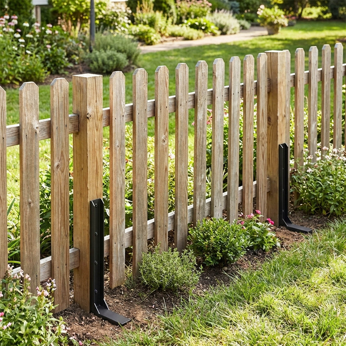 Metal Fence Post Support Brackets - Pack of 4